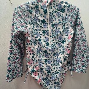 Shadecritters 4T floral pastel print rashguard swimsuit